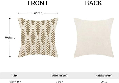 BETGINY Tan Khaki Boho Pillow Covers 20 x 20 Inch Pack of 2, Bohemian Ethnic Herringbone Pattern Decorative Throw Pillow Covers Linen Modern Geometry Farmhouse Outdoor Pillowcase for Sofa Couch Decor