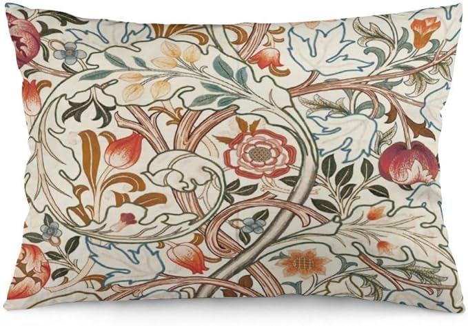 Flower Red William Morris Throw Pillow Covers 12x20 Inch Aesthetic Pillow Velvet Decorative Pillowcase Home Decor Living Room Cushion Case for Bed Sofa Couch