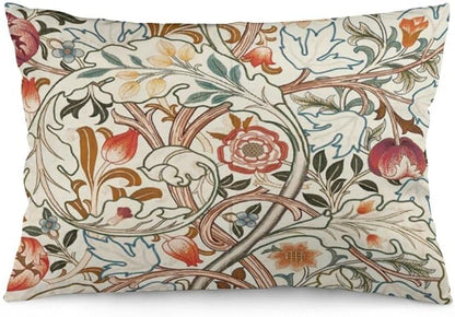 Flower Red William Morris Throw Pillow Covers 12x20 Inch Aesthetic Pillow Velvet Decorative Pillowcase Home Decor Living Room Cushion Case for Bed Sofa Couch