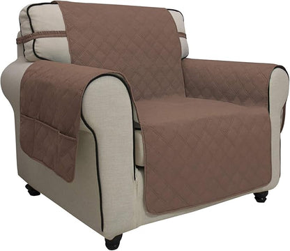 Easy-Going Sofa Slipcover Chair Cover Waterproof Couch Cover Washable Sofa Cover Non-Slip Fabric Furniture Protector with Pocket for Pets Covers Pets Kids Children Dog Cat (Chair, Brown