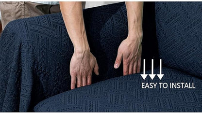 MYSKY HOME Navy Sofa Cover, Sofa Slipcovers, Blue Couch Covers for 2 Cushion Couch, Sofa Throw Cover for Living Room, Sectional Couch Cover for Dogs, Sofa Protector(X-Large, 91" x 118", Navy Blue)