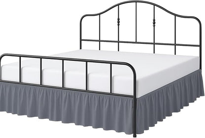 Cottington Lane Ruffled Bed Skirt King Size with Split Corner, Brushed Microfiber Hotel Quality Dark Grey Dust Ruffle, 18 Inch Drop Gathered Bedskirt, Soft and Stylish, Shrinkage and Fade Resistant
