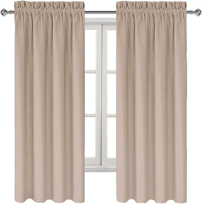 DWCN Blackout Curtains for Living Room Thermal Insulated, Energy Saving & Noise Reducing Bedroom Curtains, Camel, W 42x L 72 Inch, Set of 2 Rod Pocket Curtain Panels
