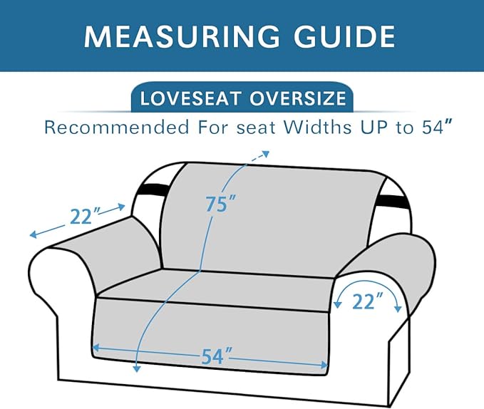 H.VERSAILTEX Reversible Loveseat Cover Furniture Protector Anti-Slip Water Resistant 2" Elastic Straps Couch Covers Pets Kids Fit Sitting Width Up to 54"(Oversized Loveseat: 75" x 98", Gray/Beige)