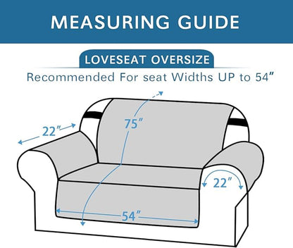 H.VERSAILTEX Reversible Loveseat Cover Furniture Protector Anti-Slip Water Resistant 2" Elastic Straps Couch Covers Pets Kids Fit Sitting Width Up to 54"(Oversized Loveseat: 75" x 98", Gray/Beige)