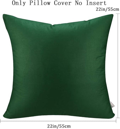 4-Pack 100% Cotton Comfortable Solid Decorative Throw Pillow Case Square Cushion Cover Pillowcase Sublimation Blank Pillow Covers(Cover Only,No Insert) (22x22 inch/ 55x55cm, Christmas Green)