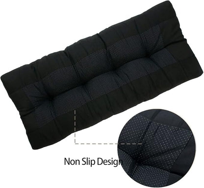 FUNHOME Outdoor Bench Cushion 42 x18 inch with Non-Slip Grips,Water Resistant Porch Swing Cushion,Bench Pillow Pads,Tufted Cushions for Patio Garden Furniture,42" Seat Cushions(Black)