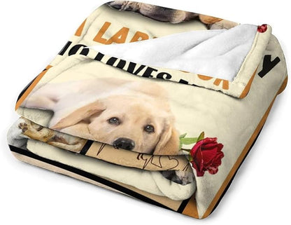 Labrador Dog Print Blanket Best Dog Pet Animal Throw Blankets for Couch Sofa Stuff Decor Gifts Lightweight Soft Cozy Fleece Plush Warm Flannel Bedding for Lover Man Woman Teen Adults 50"x60"