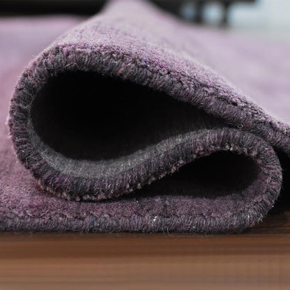 Hand Knotted Loom Wool ECO-Friendly Area Rugs - 8'x8', Octagon, Purple Color, Solid Plain Design, High Pile Thick Handmade Anti Skid Area Rugs for Living Room, Bed Room (L00111)