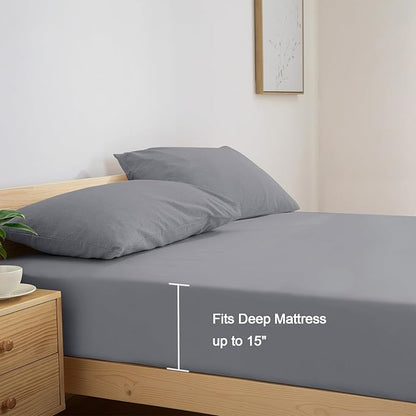 SPRINGSPIRIT RV Queen Sheets, Super Soft RV Short Queen Sheets for RV Camper, 4 Piece Bed Sheets Set Deep Pockets, Extra Soft and Breathable Bedding Sheets, Grey