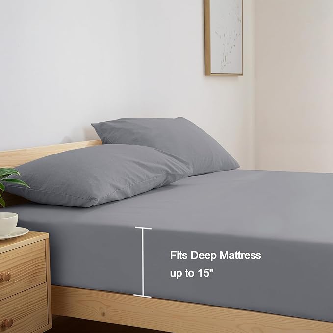 SPRINGSPIRIT Twin Sheets Set, 4 Piece Bed Sheets Set, Deep Pockets, Super Soft, Breathable, Grey