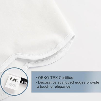 HIG Off-White Chic Queen Bed Skirt - Easy Fit Scallop Edge Pleated Bedskirts, 14 Inch Drop Anti-Slip Dust Ruffle, Thick Fabric for Enhanced Privacy, Pre-Washed for Long-Lasting Use(N60022)
