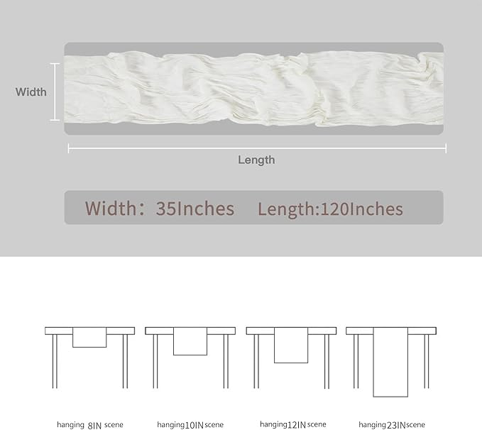 BALCONY & FALCON White Cheesecloth Table Runner 10FT 120 Inch Rustic & Boho Farmhouse Gauze Cheese Cloth Runners for Wedding Fall Thanksgiving Christmas Party Baby Shower Birthday Decor