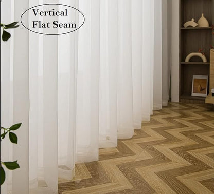 PI Sheer Window Curtains with Grommet Top, Ivory Light Sheer Curtain for Outdoor 2 Panels (W52 X L120, Ivory)