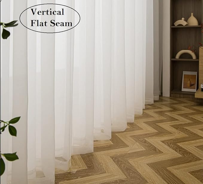 PI Ivory Sheer Curtains Panels,Eyelets Airy Voile Window Draperies 2 Panels for Doorway/Patio(W52 X L90, Ivory)
