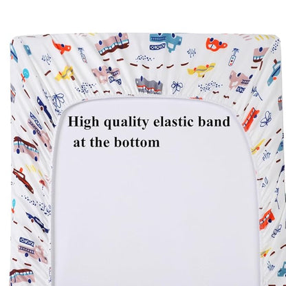 Changing Pad Cover Set 3 Pack Jersey Knit Ultra Soft for Baby Boys Girls Rocket Satellite/Car/Bus