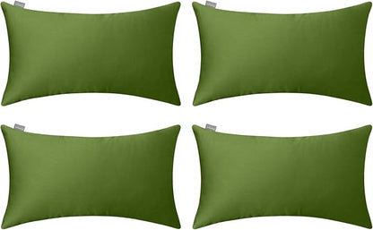 Thmyo 4-Pack 100% Cotton Lumbar Comfortable Solid Decorative Throw Pillow Case, Rectangle Cushion Cover Pillowcase Sublimation Blank Pillow Covers DIY Throw Pillowcase(12x20inch/30x50cm, Olive Green)