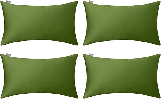 Thmyo 4-Pack 100% Cotton Lumbar Comfortable Solid Decorative Throw Pillow Case, Rectangle Cushion Cover Pillowcase Sublimation Blank Pillow Covers DIY Throw Pillowcase(12x20inch/30x50cm, Olive Green)