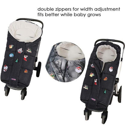 Christmas DIY Play Fun Waterproof Winter Stroller Bunting Bag Toddler,Width Adjustable, Anti-Dirt,Foot Area Open, Hoodie, All Features Needed for Baby Stroller Footmuff