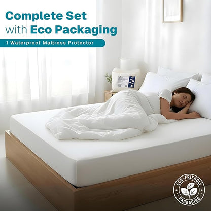 Fabdreams Organic Twin XL Size Waterproof Mattress Protector, 39" x 82", White, Temperature Regulating, Breathable, 100% Organic Cotton