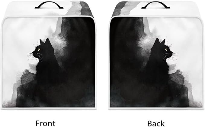 Coffee Maker Cover – Dust Protection Stain Resistant Washable Appliance Cover Kitchen Decoration Gifts For Coffee Lovers Ink-wash Cat Print