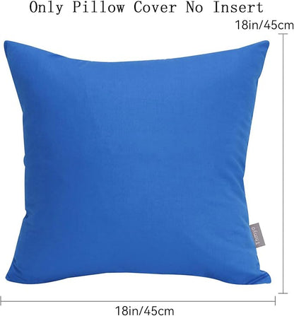 Thmyo 4-Pack 100% Cotton Comfortable Solid Decorative Throw Pillow Case Square Cushion Cover Pillowcase Sublimation Blank Pillow Covers DIY Throw Pillowcase for Sofa Bedroom(18x18 inch/ 45x45cm,Blue)