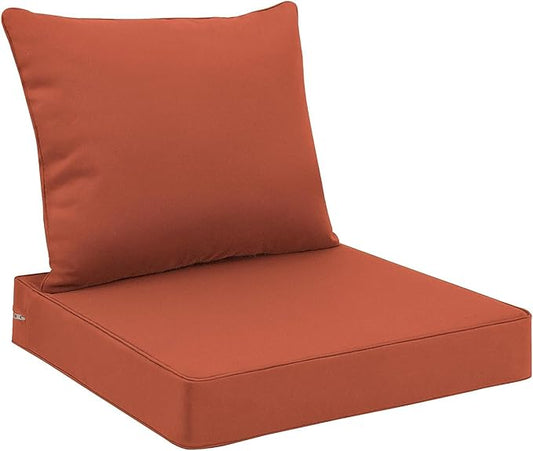 Favoyard Outdoor Seat Cushion Set 19 x 19 Inch Waterproof & Fade Resistant Patio Furniture Cushions with Removable Cover Deep Seat & Back Cushion with Handle and Adjustable Straps for Chair Sofa Couch