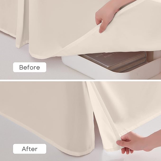 SONIVE Queen Bed Skirt,15" Drop Pleated Dust Ruffle,Classic Tailored Easy Fit Brushed Microfiber Skirts Hotel Quality Shrinkage & Fade Resistant Beige