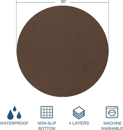 Washable Waterproof Reusable Pee Pads for Dogs, 36" Round Training Pads, Grey & Chocolate