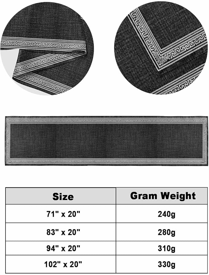 Greece Key Design Black White Bed Runners for Bedroom Hotel,Decorative Bedding Scarf Vintage Burlap Linen Bed End Blanket Bedding Runner Scarves for Full Size Bed,83x20in