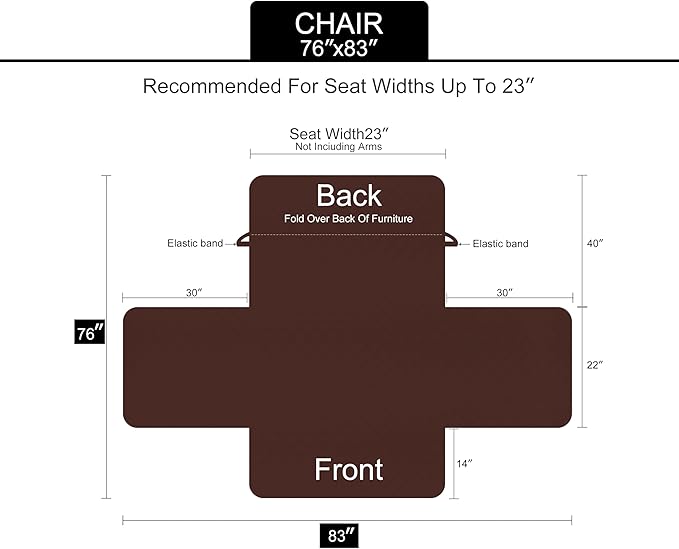 U-NICE HOME Recliner Chair Covers Reversible Chair Cover Pet Covers for Dogs with Elastic Straps Water Resistant Diamond Quilted (23''Recliner Small, Dark Blue/Light Grey)