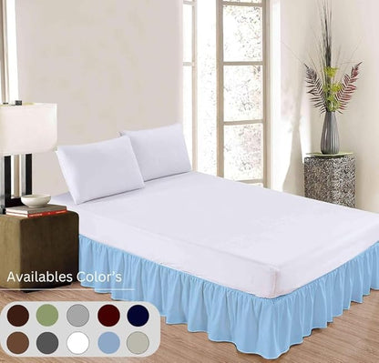 Ruffle Bed Skirt with Split Corners, Microfiber Dust Ruffled for a Perfectly Tailored Bedding Ensemble, Wrinkle and Fade Free, Easy Fit, Full Size 18 Inch Drop, Light Blue