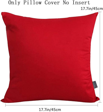 Thmyo 4-Pack 100% Cotton Comfortable Solid Decorative Throw Pillow Cases Square Cushion Cover Pillowcases Sublimation Blank Christmas DIY Throw Pillow Covers for Sofa Bed Car(18x18 inch/ 45x45cm,Red)