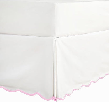 HIG Off-White Chic King Bed Skirt - Easy Fit Scallop Edge Pleated Bedskirts, 14 Inch Drop Anti-Slip Dust Ruffle, Thick Fabric for Enhanced Privacy, Pre-Washed for Long-Lasting Use(N60022)