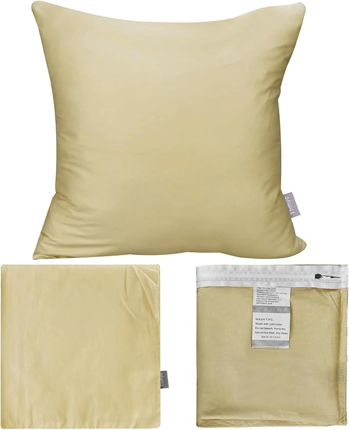 4-Pack 100% Cotton Comfortable Solid Decorative Throw Pillow Case,Thmyo Square Cushion Cover Pillowcase Sublimation Blank Pillow Covers DIY Throw Pillowcase for Sofa Bedroom(20x20 inch/ 50x50cm,Khaki)