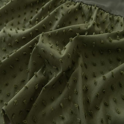 Tufted Dot Bed Skirt Queen Size Ruffled Bed Skirt with Split Corners, 14 Inch Drop Dust Ruffle Bed Skirts with Platform, Olive Green