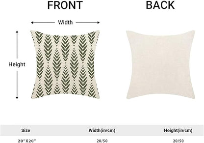 BETGINY Sage Green Boho Pillow Covers 20 x 20 Inch Pack of 2, Bohemian Ethnic Herringbone Pattern Decorative Throw Pillow Covers Vintage Linen Farmhouse Outdoor Pillowcase for Bedroom Home Sofa Decor