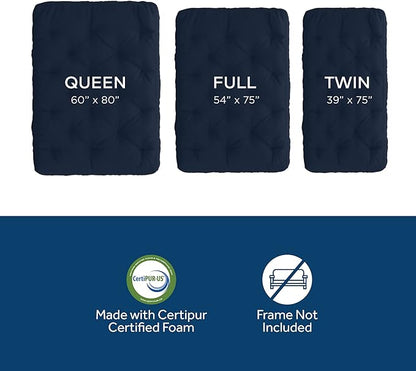 Royal Sleep Products by The Futon Factory 6 inch Foam Futon Mattress - Solid Royal Blue Cover - Full Size - CertiPUR Certified Foams - Made in USA - (Frame not Included)