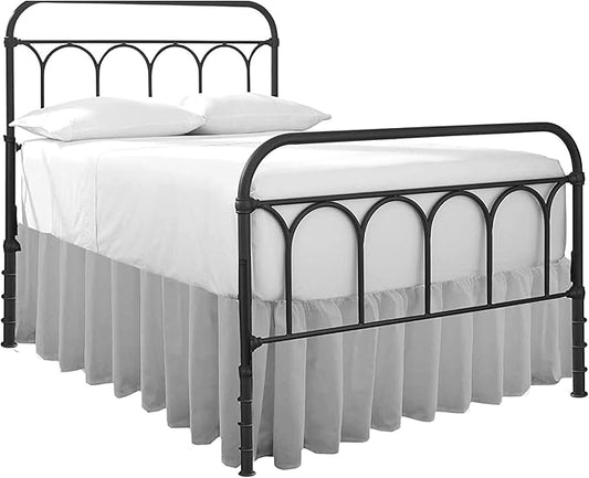 Cottingon Ruffled Bed Skirt with Split Corners-Dust Ruffle - 21" Drop 100% Microfiber Soft,Sheen & Luxurious Look - Bed Skirts (Light Grey -Full)
