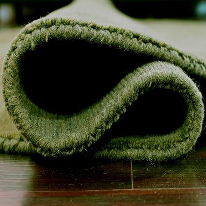 Hand Knotted Loom Wool ECO-Friendly Area Rugs - 8'x8', Round, Green Color, Solid Plain Design, High Pile Thick Handmade Anti Skid Area Rugs for Living Room, Bed Room (L00111)