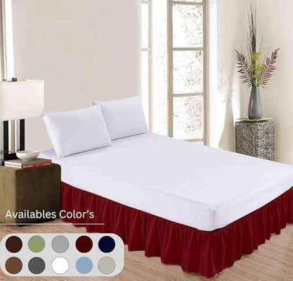 Ruffle Bed Skirt with Split Corners, Microfiber Dust Ruffled for a Perfectly Tailored Bedding Ensemble, Wrinkle and Fade Free, Easy Fit, Twin Size 16 Inch Drop, Burgundy