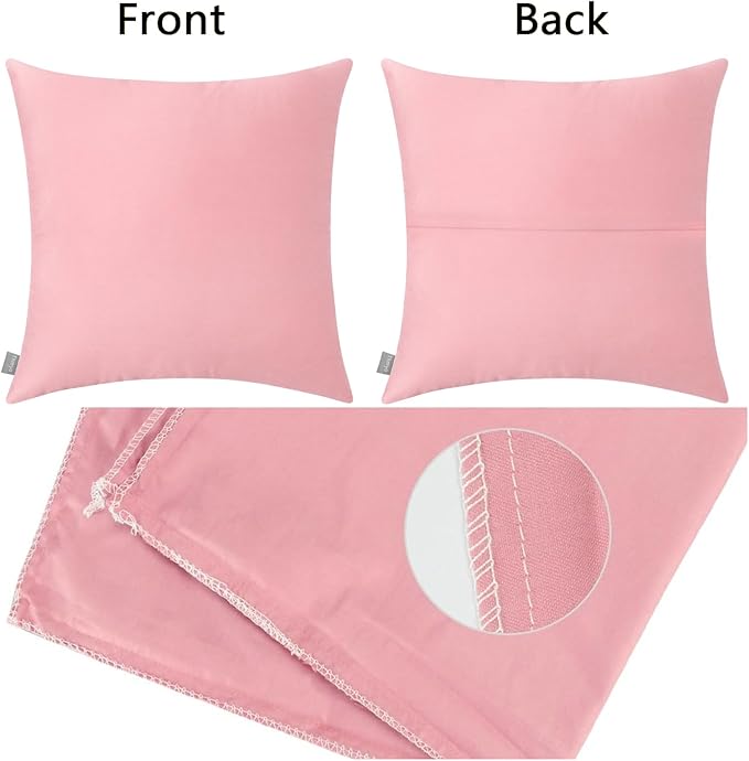 4-Pack 100% Cotton Comfortable Solid Decorative Throw Pillow Case,Thmyo Square Cushion Cover Pillowcase Sublimation Blank Pillow Covers DIY Throw Pillowcase for Sofa(20x20 inch/ 50x50cm,Pink 2)