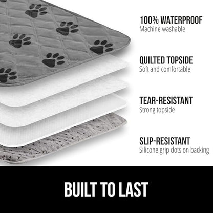 GORILLA GRIP Waterproof Couch Cover for Dogs, Gripped Slip Resistant Backing, Leak Proof Washable Dog Blanket Covers Sofa, Bed, Sectional, Crate, Car, RV Seats, Pet Puppy Essentials, 50x40 Gray Paw