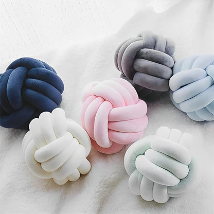 Knot Ball Pillows, Round Throw Pillow Cushion Home Decoration Soft Plush Pillow, Throw Knotted Ball Pillow Handmade Children Room Decoration Round Plush Toy Pillow (Blue,8.5"/22cm)