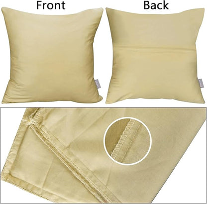 4-Pack 100% Cotton Comfortable Solid Decorative Throw Pillow Case,Thmyo Square Cushion Cover Pillowcase Sublimation Blank Pillow Covers DIY Throw Pillowcase for Couch Sofa(16x16 inch/ 40x40cm,Khaki)