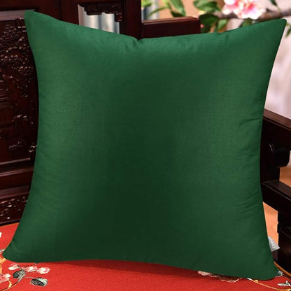 Thmyo 4-Pack 100% Cotton Comfortable Solid Decorative Throw Pillow Case Square Cushion Cover Sublimation Blank Pillow Covers DIY Throw Pillowcase for Sofa Couch(26x26 inch/ 66x66cm,Christmas Green)