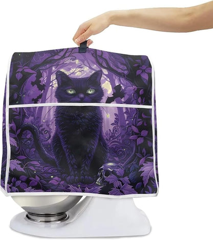 Black Cat Stand Mixer Cover Washable Kitchen Appliance Cover for 6-8 Quart Mixers Dustproof & Oilproof Food Processor Covers for Home Aid Mixers Accessories Halloween Kitchen Decor