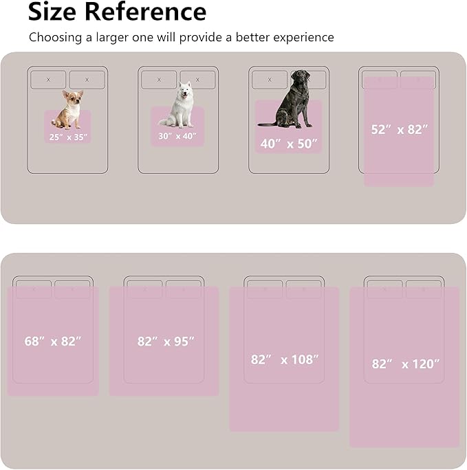 Waterproof Blanket for Bed King Size, Leak Proof Dog Couch Blankets Reversible, Pet Throw Sofa Furniture Protector Machine Washable-82 x108,Purple+Cream