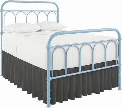 Cottingon Bed Skirt Twin 24" Drop with Split Corners, 100% Microfiber Soft and Stylish, Dust Ruffle with Platform, Dark Grey