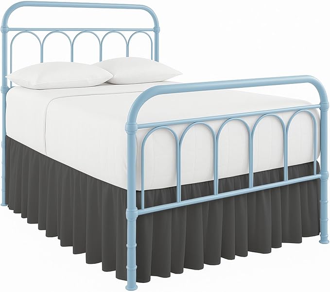 Cottingon Bed Skirt Twin 12" Drop with Split Corners, 100% Microfiber Soft and Stylish, Dust Ruffle with Platform, Dark Grey